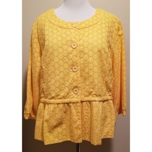 {Chadwicks} Yellow Eyelet Top